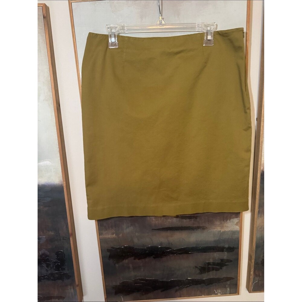 J. Jill Olive Green Women's Knee Length Pencil Skirt with Side Zipper Size 12